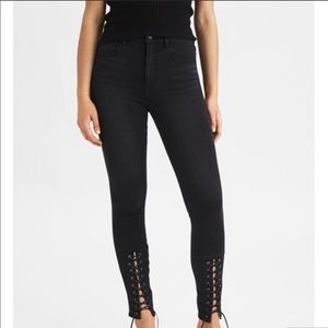 AE Black faux leather lace up High Waist Jegging